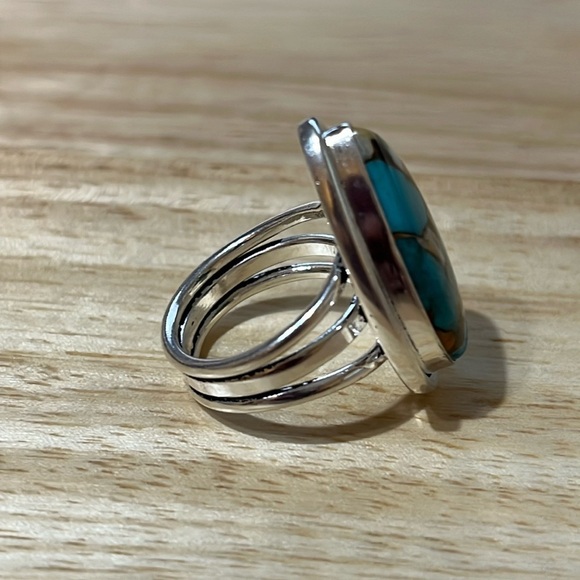 SPINY OYSTER TURQUOISE 925 STERLING SILVER GEMSTONE RING SIZE 8 - Picture 6 of 7
